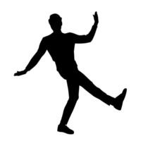 Silhouette of a male dancer in action pose. Silhouette of a slim man in dancing pose. vector