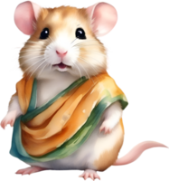 ai generiert ein süß Hamster im das Sari. png