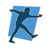 Silhouette of a male dancer in action pose. Silhouette of a slim man in dancing pose. vector