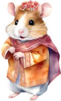 AI generated A cute Hamster in the Sari. png