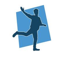 Silhouette of a male dancer in action pose. Silhouette of a slim man in dancing pose. vector