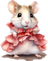 ai gegenereerd een schattig hamster in flamingo jurken. png