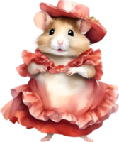 AI generated A cute Hamster in Flamenco dresses. png