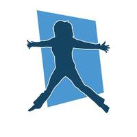 Silhouette of a female dancer in action pose. Silhouette of a slim woman in dancing pose. vector