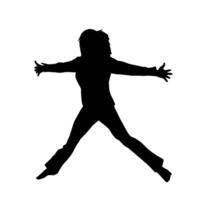 Silhouette of a female dancer in action pose. Silhouette of a slim woman in dancing pose. vector