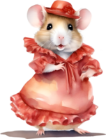 AI generated A cute Hamster in Flamenco dresses. png