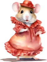 ai gegenereerd een schattig hamster in flamingo jurken. png