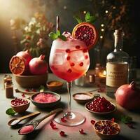 AI generated Delicious pomegranate juice with light exposure AI Generative photo