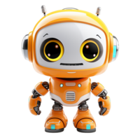 AI generated Consistant Cute happy robot game character coloured white and orange png
