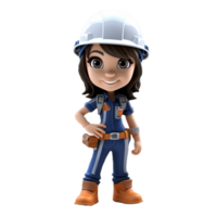 AI generated 3D cartoon character a female worker, Isolated transparent background png. generated with AI png