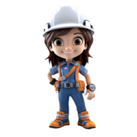 AI generated 3D cartoon character a female worker, Isolated transparent background png. generated with AI png