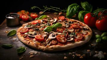 AI generated Creamy pizza with melted cheese AI Generative photo