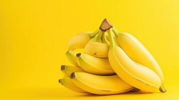 AI generated Sweet banana on the yellow background AI Generative photo