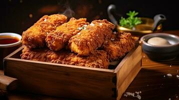 AI generated Hot and Juicy fried chicken served on the table AI Generative photo