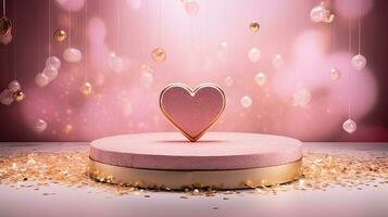 AI generated Glamour sparkle heart on the glitter background AI Generative photo