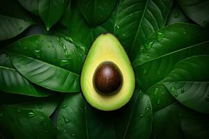 AI generated Portrait avocado with leaf AI Generative photo