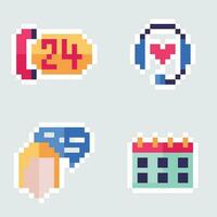 pixel icons set of phone, call service vector