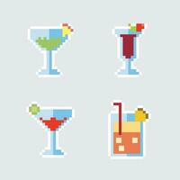 pixel art cocktail set vector illustration