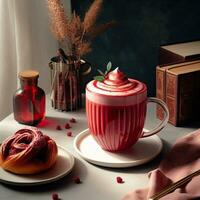 AI generated Delicious raspberry drink with pastry AI Generative photo