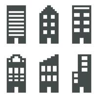 set of pixel buildings vector illustration