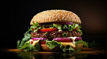 ai generado delicioso y jugoso carne de vaca hamburguesa ai generativo foto