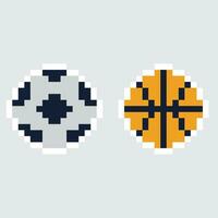 pixel art basketball and soccer ball vector illustration