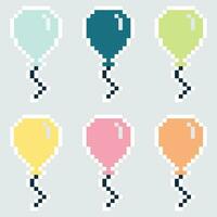 pixel art balloons set vector