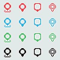 pixel map icons set vector