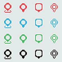 pixel map icons set vector