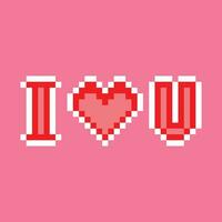 i love you pixel art vector illustration