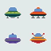 pixel art alien spaceship vector illustration