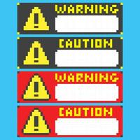 pixel art warning labels for your game vector