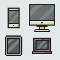 pixel art computer monitor, computer, phone, tablet, tv, monitor vector