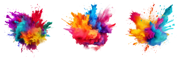 AI generated Set of colorful powder explosion png