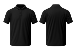 AI generated black polo shirt mockup template, isolated on transparent background png