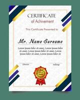 Certificate of achievement template set with gold badge and border, Appreciation and Achievement Certificate Template Design. Elegant diploma certificate template vector