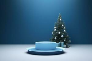 AI generated 3d rendered Podium display for merry Christmas event photo