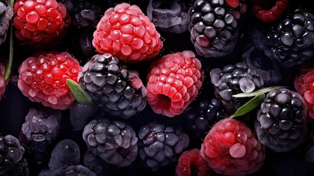 AI generated Top view delicious raspberry AI Generative photo