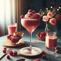 AI generated Raspberry smoothie drink AI Generative photo
