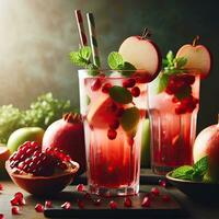 AI generated pomegranate drink with light exposure AI Generative photo