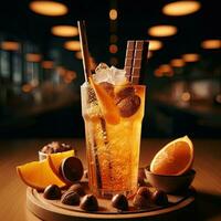 AI generated Fresh orange drink with chocolate AI Generative photo