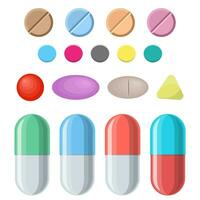 Set of vector pills and capsules.