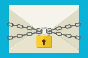 The gray chain, letter and padlock vector