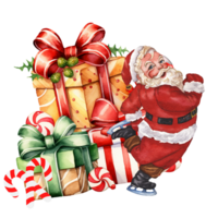 AI generated santa claus with presents and candy png