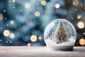 AI generated Christmas tree on glass globe ornament photo