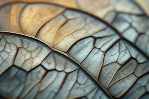AI generated Macro detail of a leaf texture. Abstract background for design, A delicate and thin texture of a butterfly wing, AI Generated photo