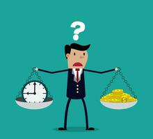 businessman making decision between time or money vector