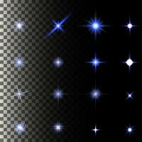 set of glow light effect stars bursts with sparkles vector