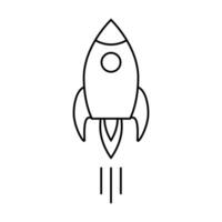 Rocket ship with fire outline vector icon business startup concept space travel symbol for graphic design, logo, web site, social media, mobile app, ui illustration