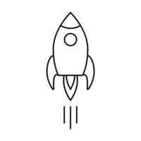 Rocket ship with fire outline vector icon business startup concept space travel symbol for graphic design, logo, web site, social media, mobile app, ui illustration